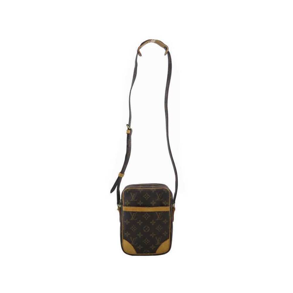 Louis Vuitton Monogram Leather Bag Shoulder Brown Danube Canvas Brown